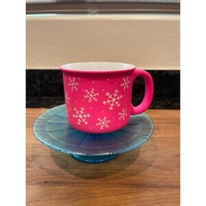 Sunday Morning Ceramics hot Pink Snowflake Coffee Mug